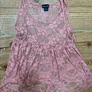 Wet Seal Pink Lace Tank Top